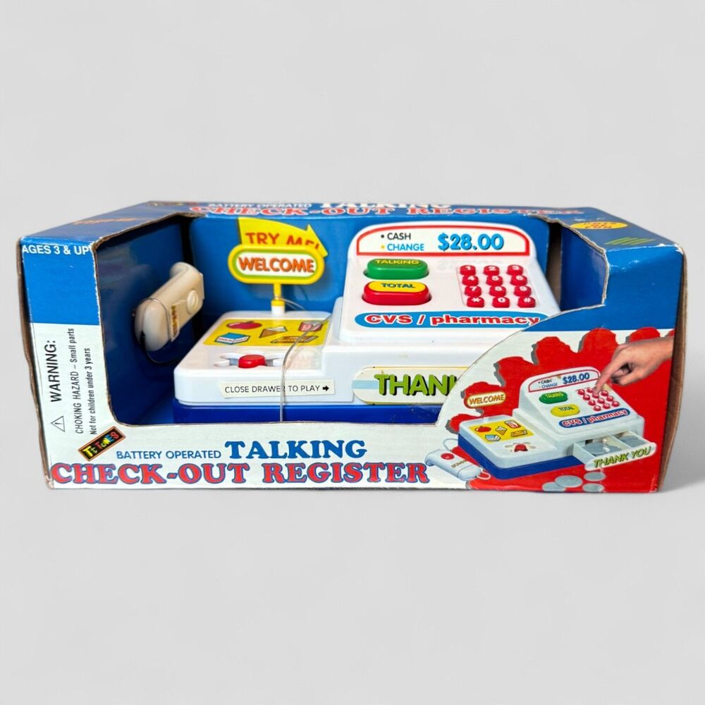 Vtg Talking Check-Out Register 90s Toy Store Cash Register CVS/Pharmacy NIB